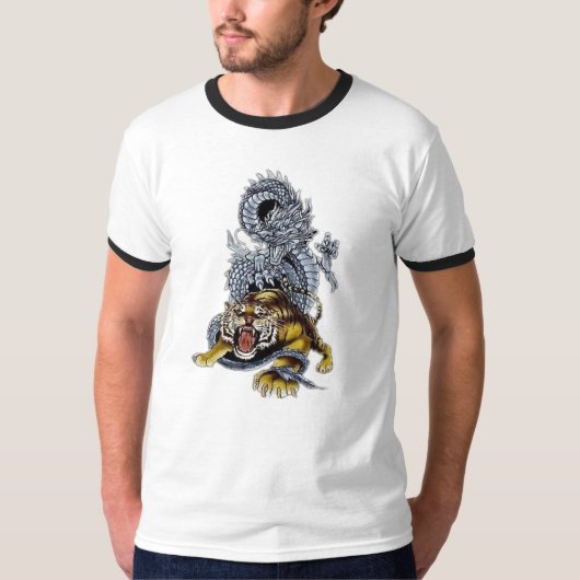 T-shirt Tigre et combat de dragon (Devant)