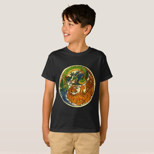 T-shirt Tigre et dragon Yin Yang (Devant entier)