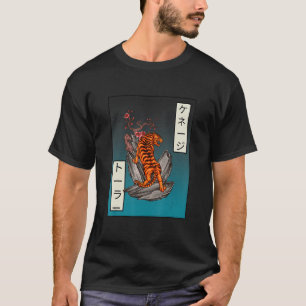 T-shirt Tigre Et Fleurs Esprit Animal Japonais Kanji Vin