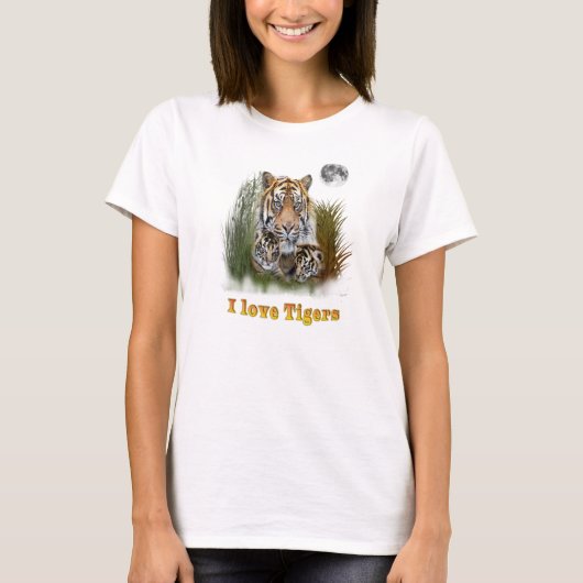 T-shirt Tigre et petits (Devant)