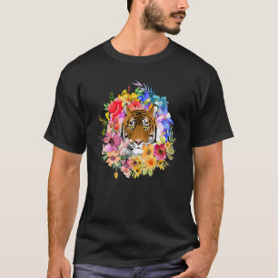 T-shirt Tigre Floral Gros Chat et fleurs de printemps Chat