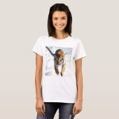 T-shirt Tigre fonctionnant dans la neige (Devant entier)