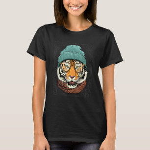T-shirt Tigre Hipster Animal Portant Des Lunettes De Solei