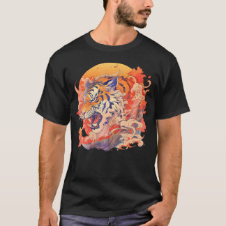 T-shirt Tigre japonais des années 80 d'inspiration asiatiq