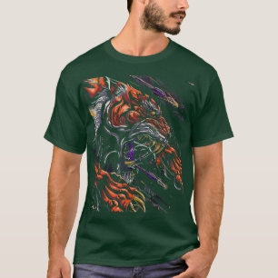 T-shirt Tigre japonais traditionnel asiatique fleurs de ce