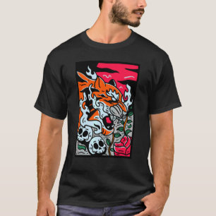 T-shirt Tigre japonais traditionnel asiatique fleurs de ce