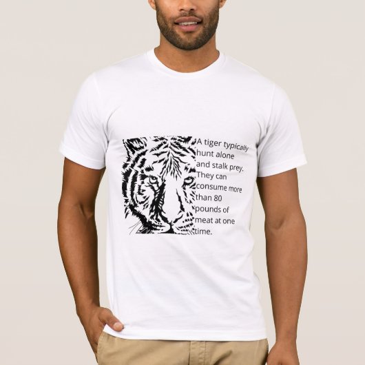T-shirt Tigre noir moderne avec texte hommes blanc (Devant)