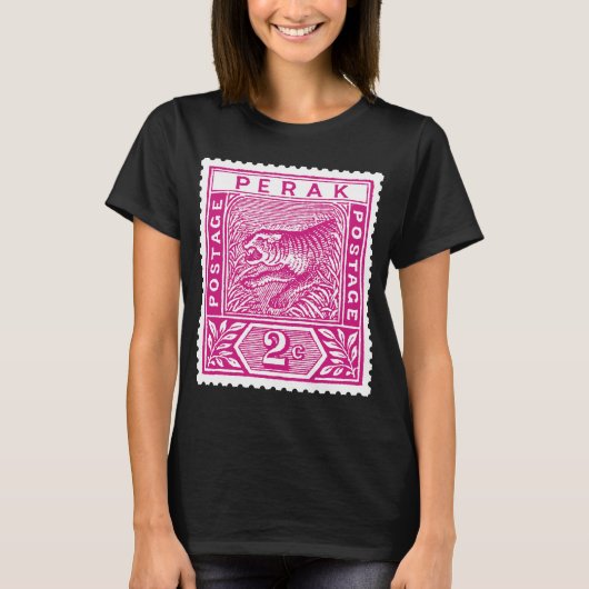 T-shirt Tigre Perak de Timbre antique en rose (Devant)