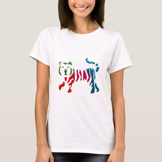 T-shirt Tigre rayé arc-en-ciel (Devant)