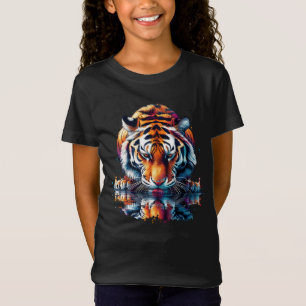T-Shirt Tigre regardant son reflet dans l'eau