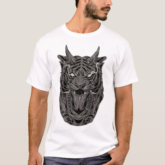 T-shirt tigre-robot-illustration-XEXS (Devant)