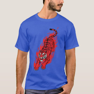 T-shirt Tigre rouge flamboyant - Feu feu de la bête Tee