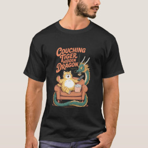 T-shirt Tigre tapi Dragon caché Humour Chat Popcorn