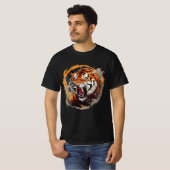 T-shirt Tigre torride - cercles de feu rouge (Devant entier)