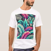 T-shirt Tigre Tropical Blanc - Art Téméraire