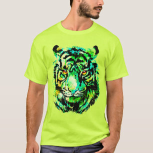 T-shirt Tigre Vert - Tigre Vert Dessin Visage