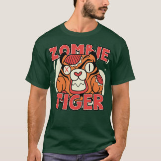 T-shirt Tigre Zombie mignon Drôle Halloween Zombie Animaux