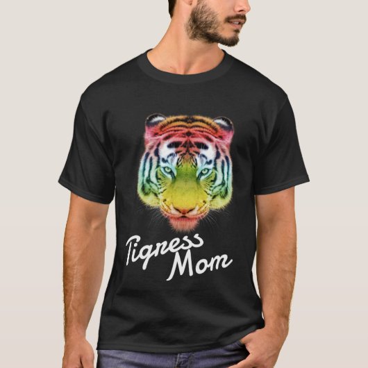 T-shirt Tigress Mom Rainbow Tiger (Devant)