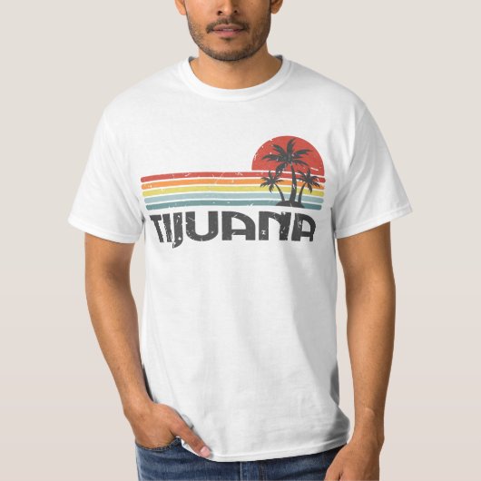 T-shirt Tijuana Mexique - Plage mexicaine Retro Sunset Vin (Devant)