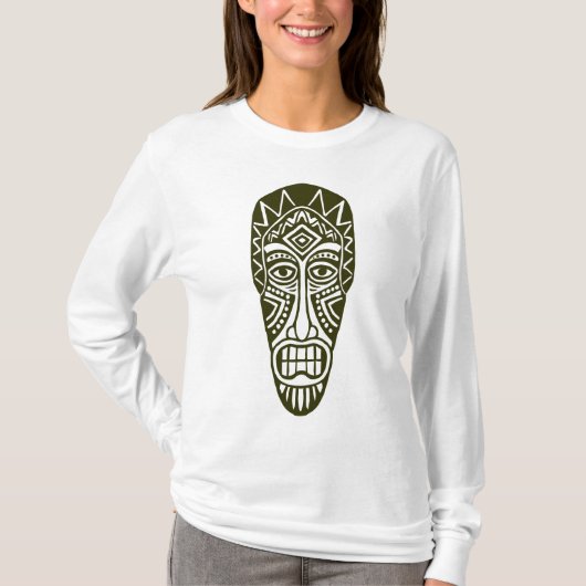 T-shirt Tiki Mask II - Olive foncé (Devant)