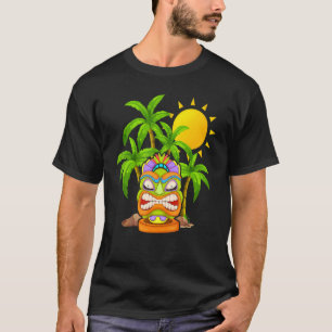 T-shirt Tiki Masque Polynésien Palmiers Totem Hawaïen Lua