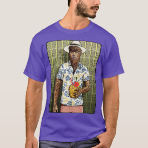T-shirt Tiki Werewolf avec un arrière - plan thatch