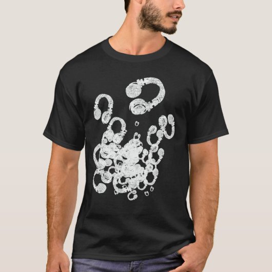 T-shirt Timbre cool des écouteurs DJ blancs (Devant)