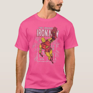 T-shirt Timbre de bande dessinée rétro Iron Man en positio