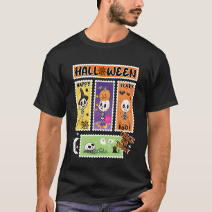T-shirt Timbre de Halloween Squelette Rétro Halloween K