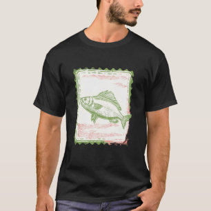 T-shirt Timbre de Poisson de Style Vintage pour les Pêcheu