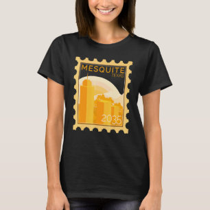 T-shirt Timbre De Postage Avec Coucher De Soleil À Mesquit