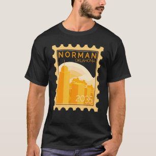 T-shirt Timbre De Postage Avec Coucher De Soleil En Norman