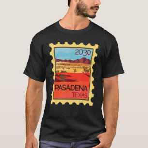 T-shirt Timbre De Postage Avec Paysage Désert Pasadena Dan