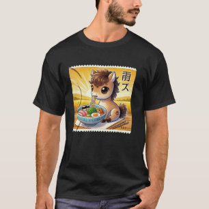 T-shirt Timbre de postage d'art japonais pop mignon poulai