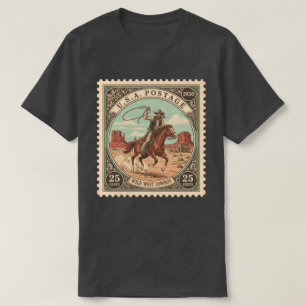 T-shirt Timbre Postal Vintage Cowboy du Far West