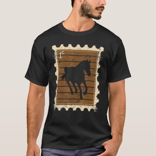 T-shirt Timbre-Poste Avec Un Cheval 3 (Devant)