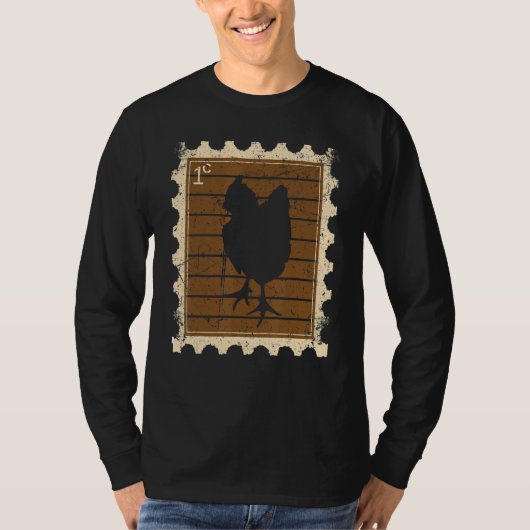 T-shirt Timbre-poste avec un poulet (Devant)