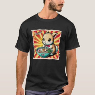 T-shirt Timbre-poste d'art japonais Pop Mignon Leveret Liè