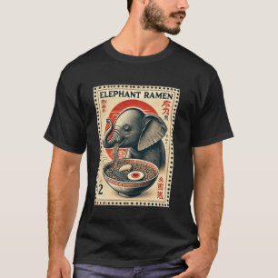 T-shirt Timbre-poste faune R nouilles japonaises éléphant