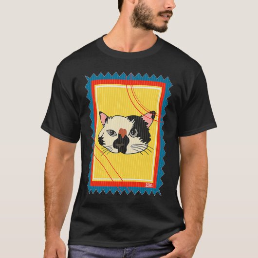T-shirt Timbre tacheté chat mignon (Devant)