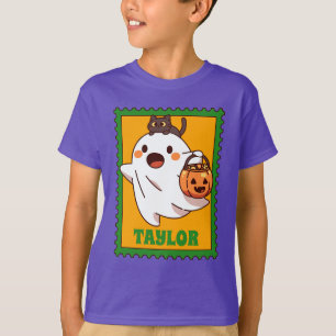 T-shirt Timbre texte personnalisé Halloween Fantôme Trick