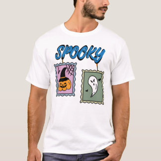 T-shirt Timbre vintage de citrouille et fantôme d'Hallowee