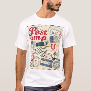 T-shirt Timbres de poste rétro, collection vintage.