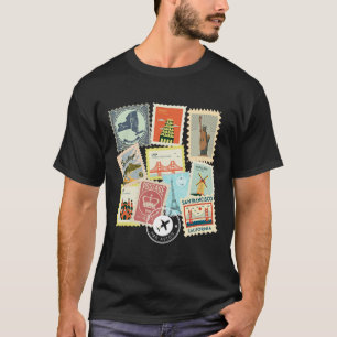 T-shirt Timbres de voyage anciens Timbres-poste de vacance