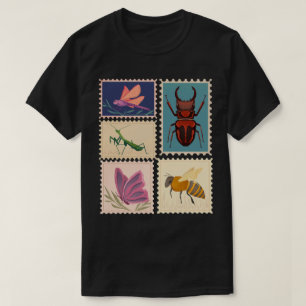 T-shirt Timbres Postaux Vintage d'Insectes