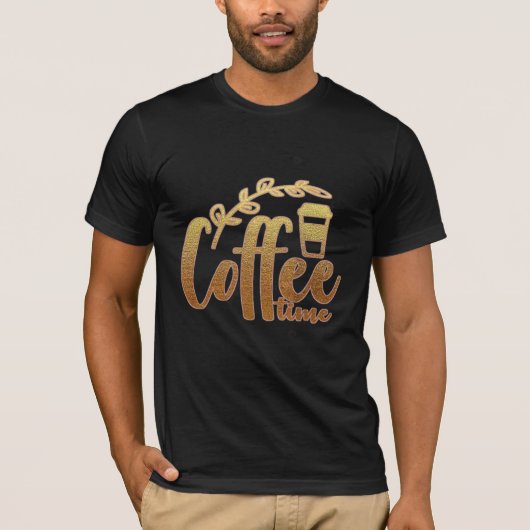 T-shirt Time Café - Parties scintillant Or élégant (Devant)