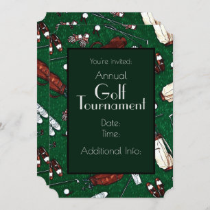 T-shirt Time Golf Tournament Green Invitation Kaart