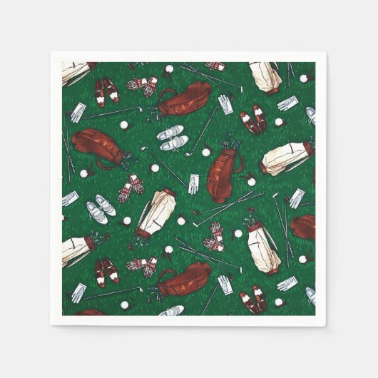 T-shirt Time Green Golf Pattern Napkins Servetten (Voorkant)