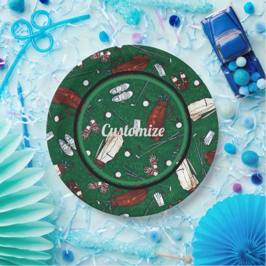 T-shirt Time Green Golf Pattern Papieren Bordje (Feest)