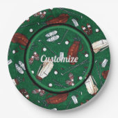 T-shirt Time Green Golf Pattern Papieren Bordje (Voorkant)